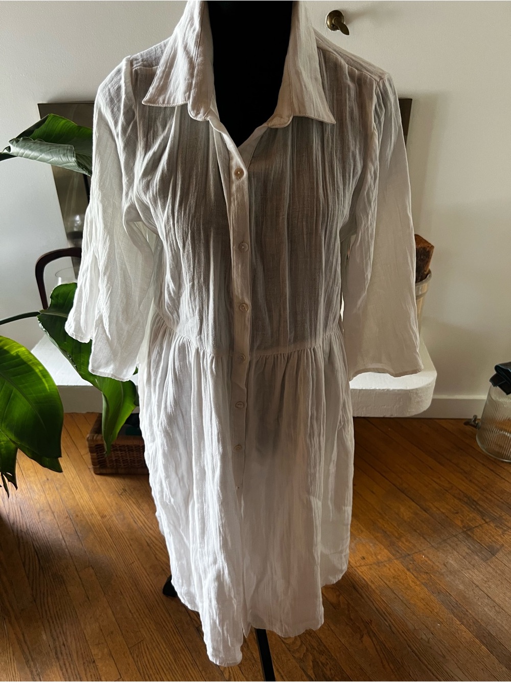 NWT Women’s White Button-Front Shirt Dress